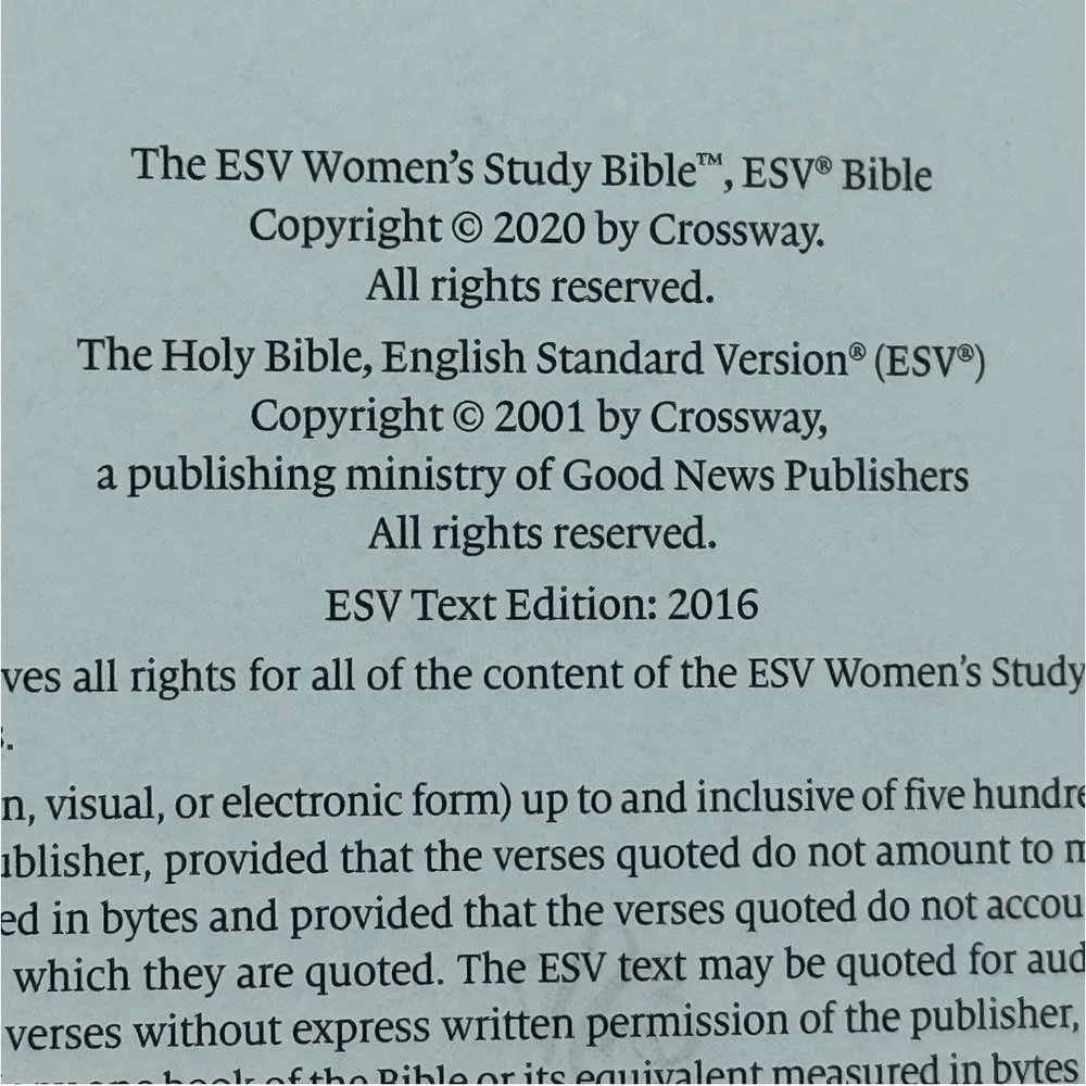 ESV Women's Study Bible (Cloth over Board,‎ Dark Teal) by Jen Wilkin Hard Cover